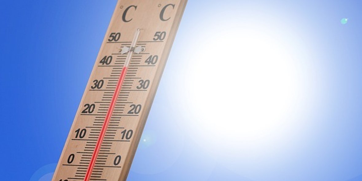 Thermometer Ein Thermometer zeigt 40 Grad Celsius an