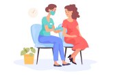 Pregnant woman getting corona vaccine booster Pregnant woman getting corona vaccine booster